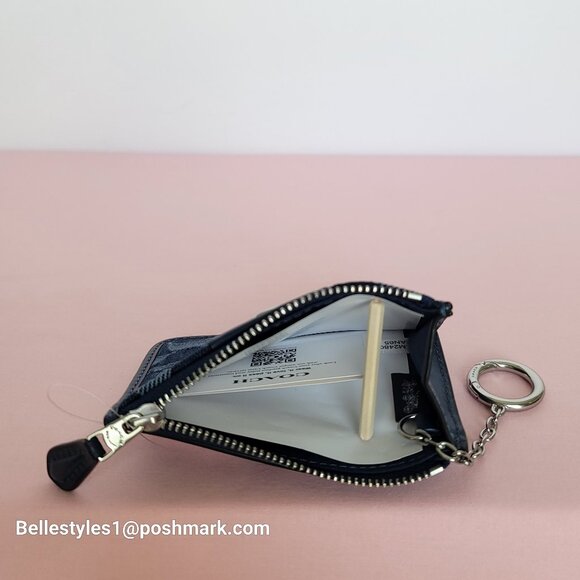 COACH Mini Skinny ID Card Case in Denim Signature- Deep Blue multi color⭐ - Picture 14 of 16